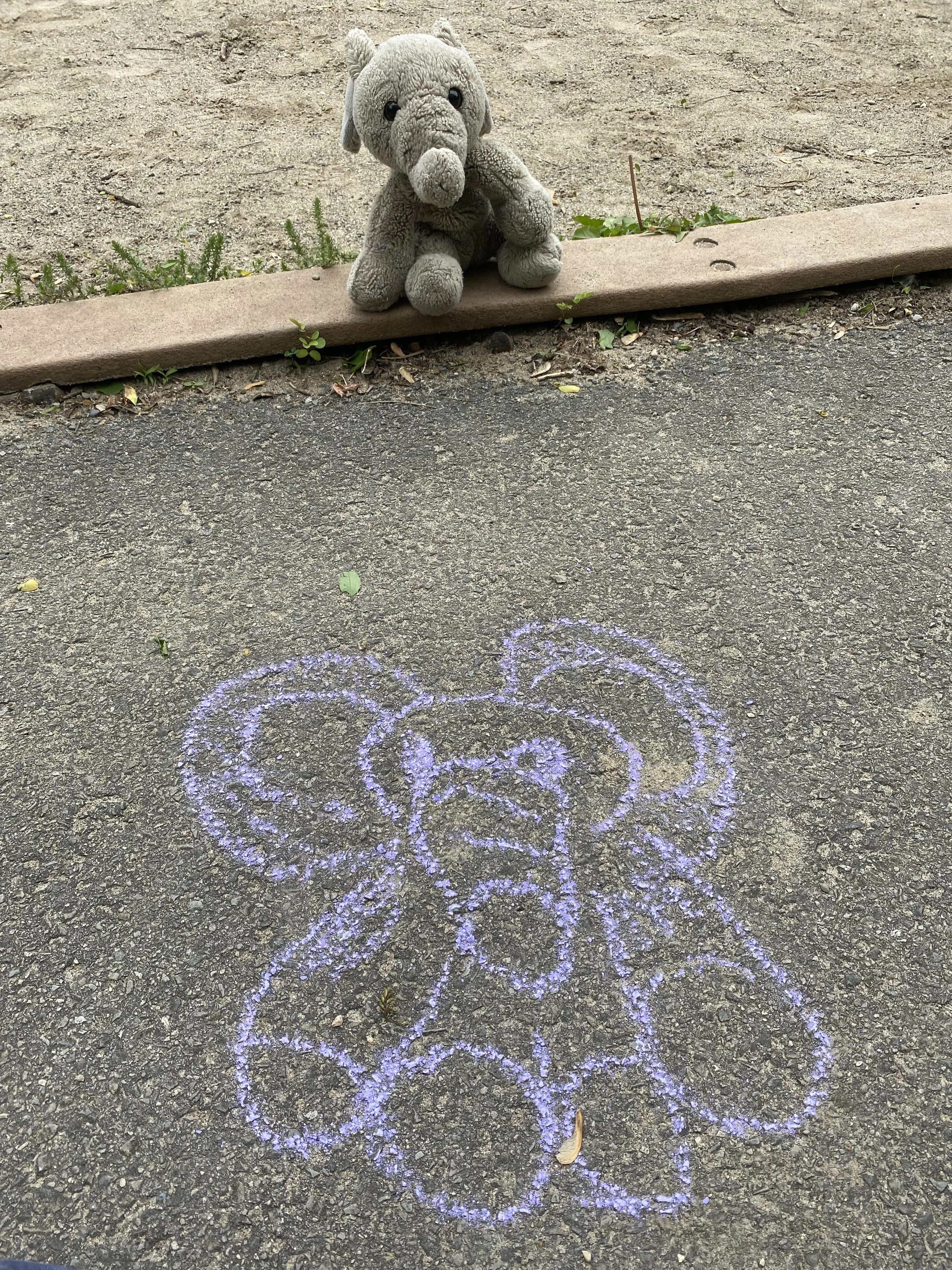 Drew my elephant Pete with chalk!! :D