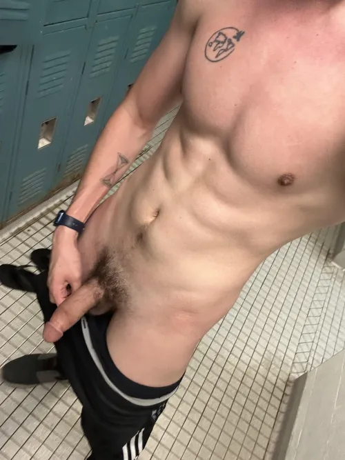 Hard in the locker room