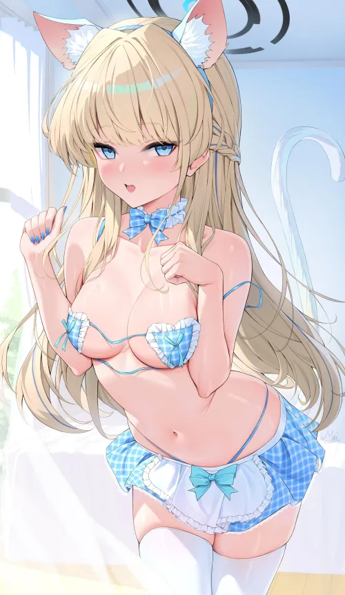 Toki in neko ears and miniskirt (rosumerii)