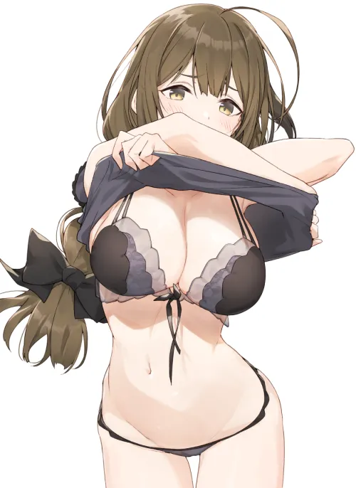 Wearing black lingerie underneath