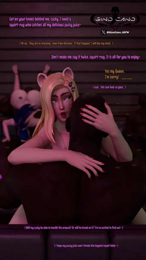 KDA Ahri teasing her servant at the after party | Artist:GinoCano_NSFW