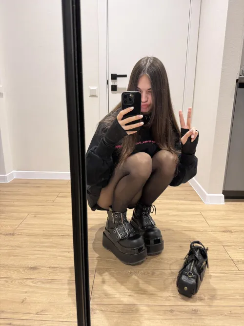 Classic look boots pantyhose and a filthy mind