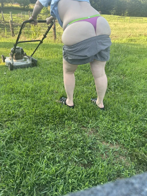 Just a mom trying to mow some grass
