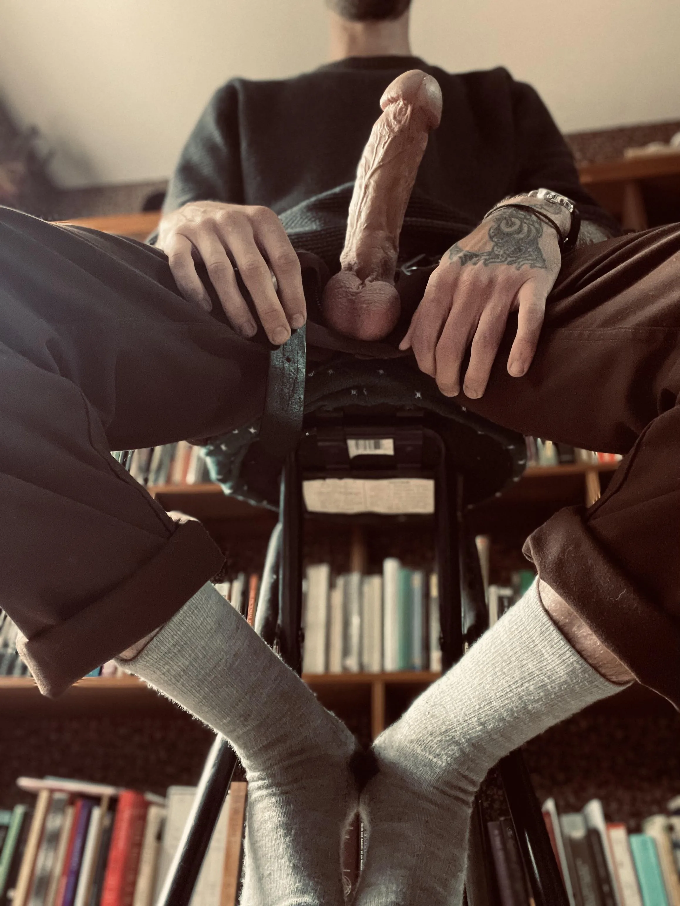 Stroking while doing some reading…