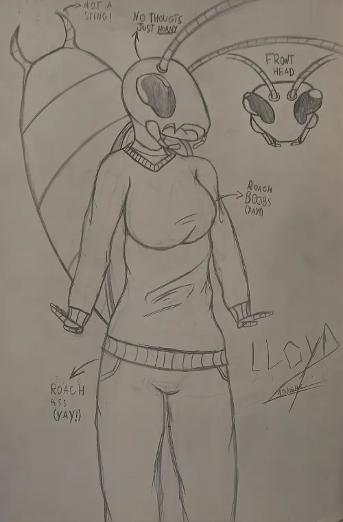 [OC] [F] Sasha, a horny cockroach girl (original work)