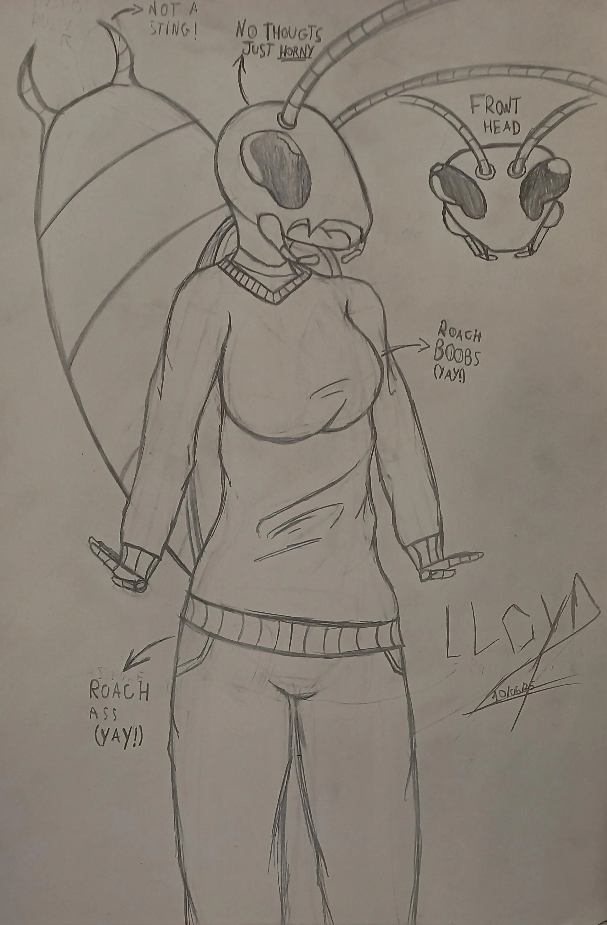 [OC] [F] Sasha, a horny cockroach girl (original work)