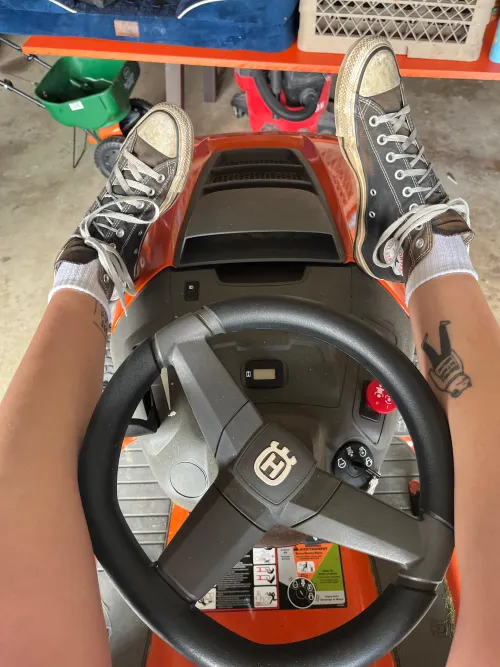 Dirty chucks on the mower is so fun