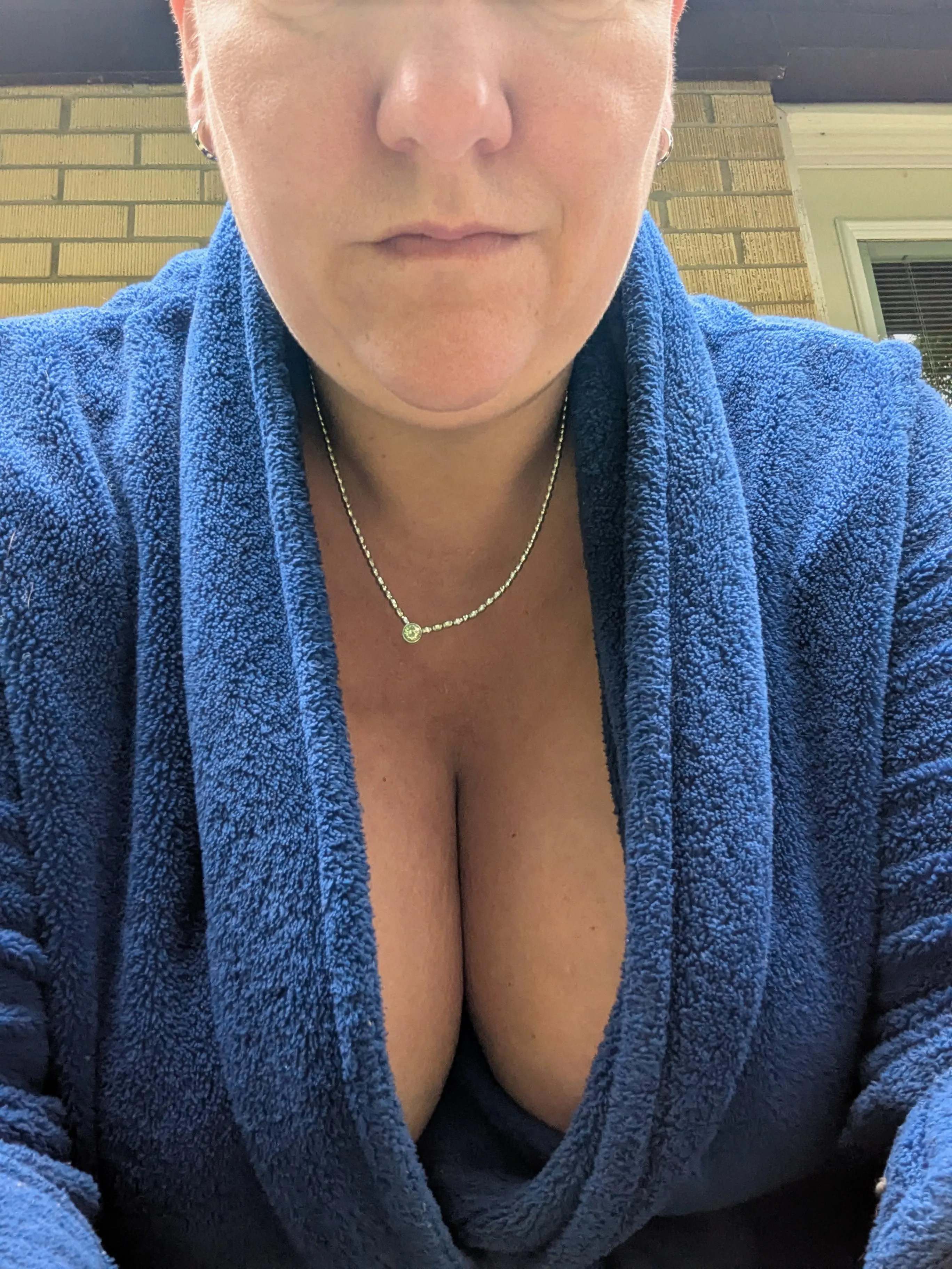 Morning robe cleavage