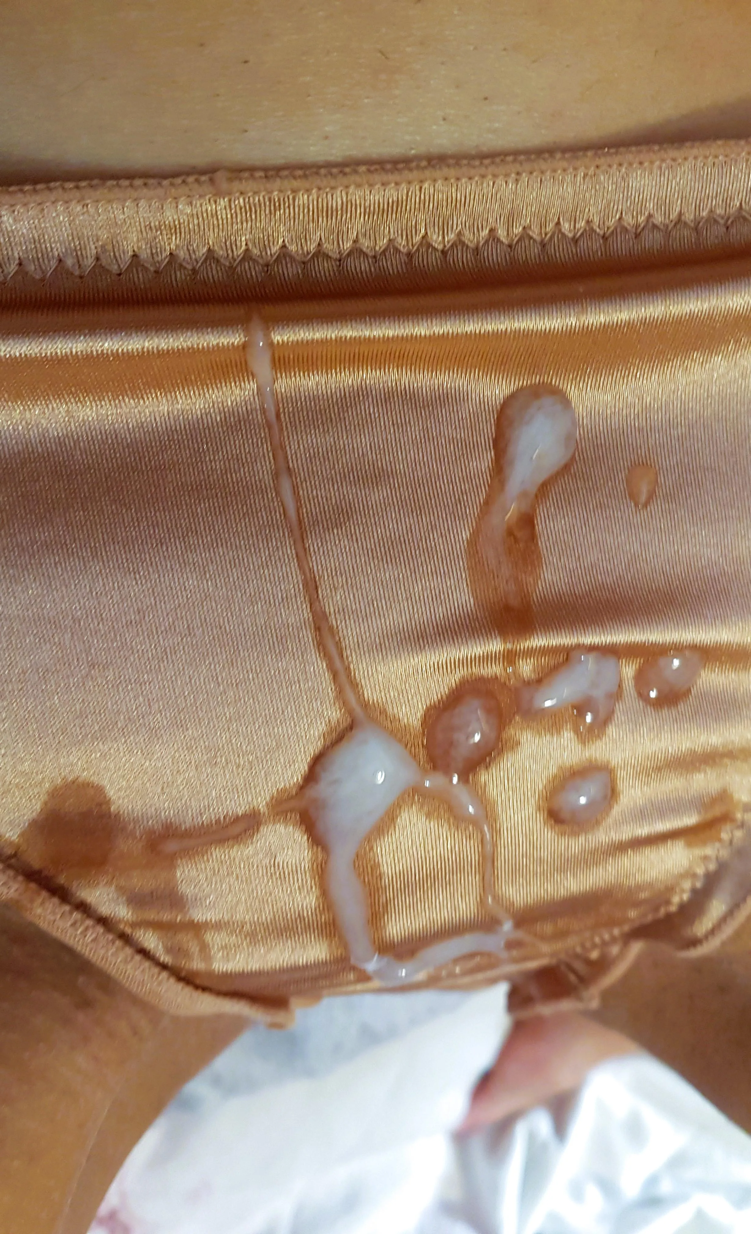 I love your cum over my satin lingerie