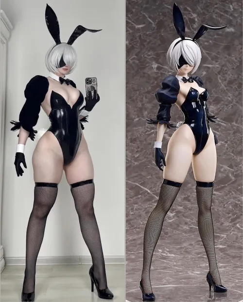 tried to cosplay the new 2B bunny figure (: