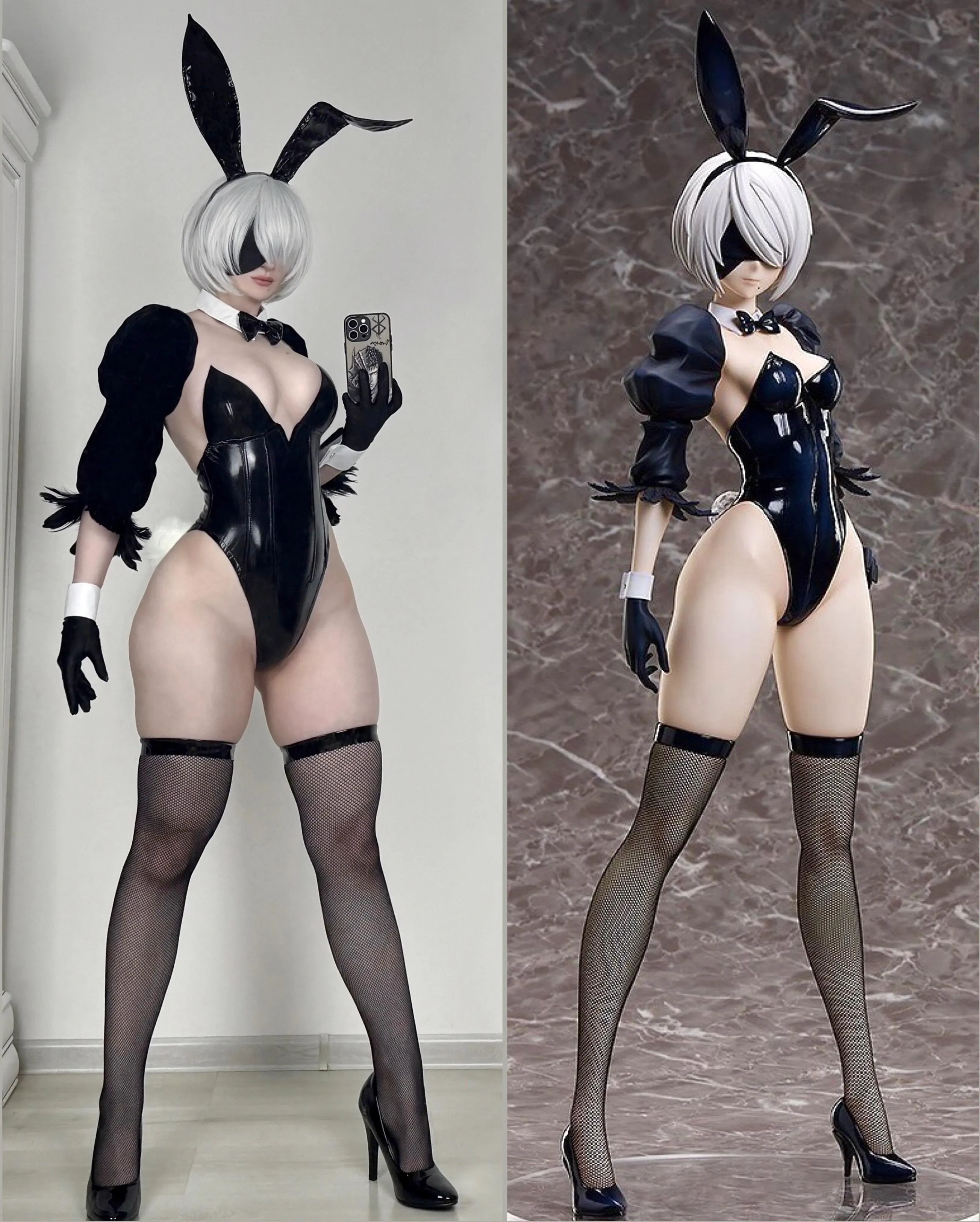 tried to cosplay the new 2B bunny figure (: