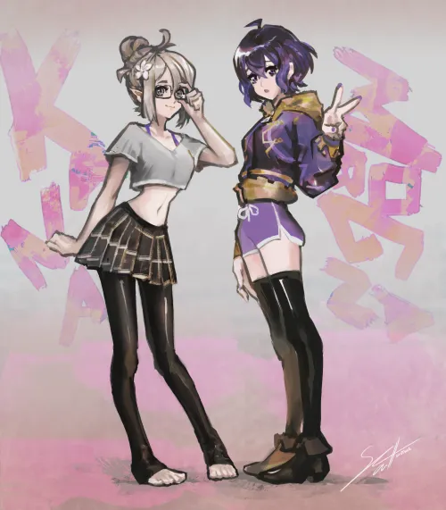 Kana and Morgan sketch commission I did! (@Shutwig)