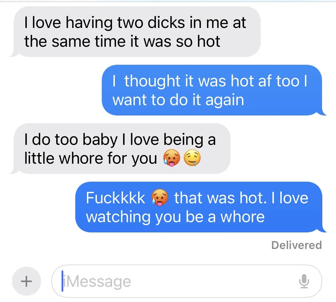 Texting me the day after she got spit roasted