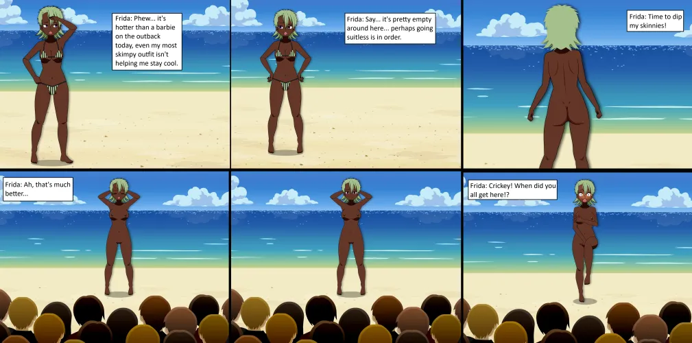 Frida's Beach Day (Skinny Dipping/Caught Nude)