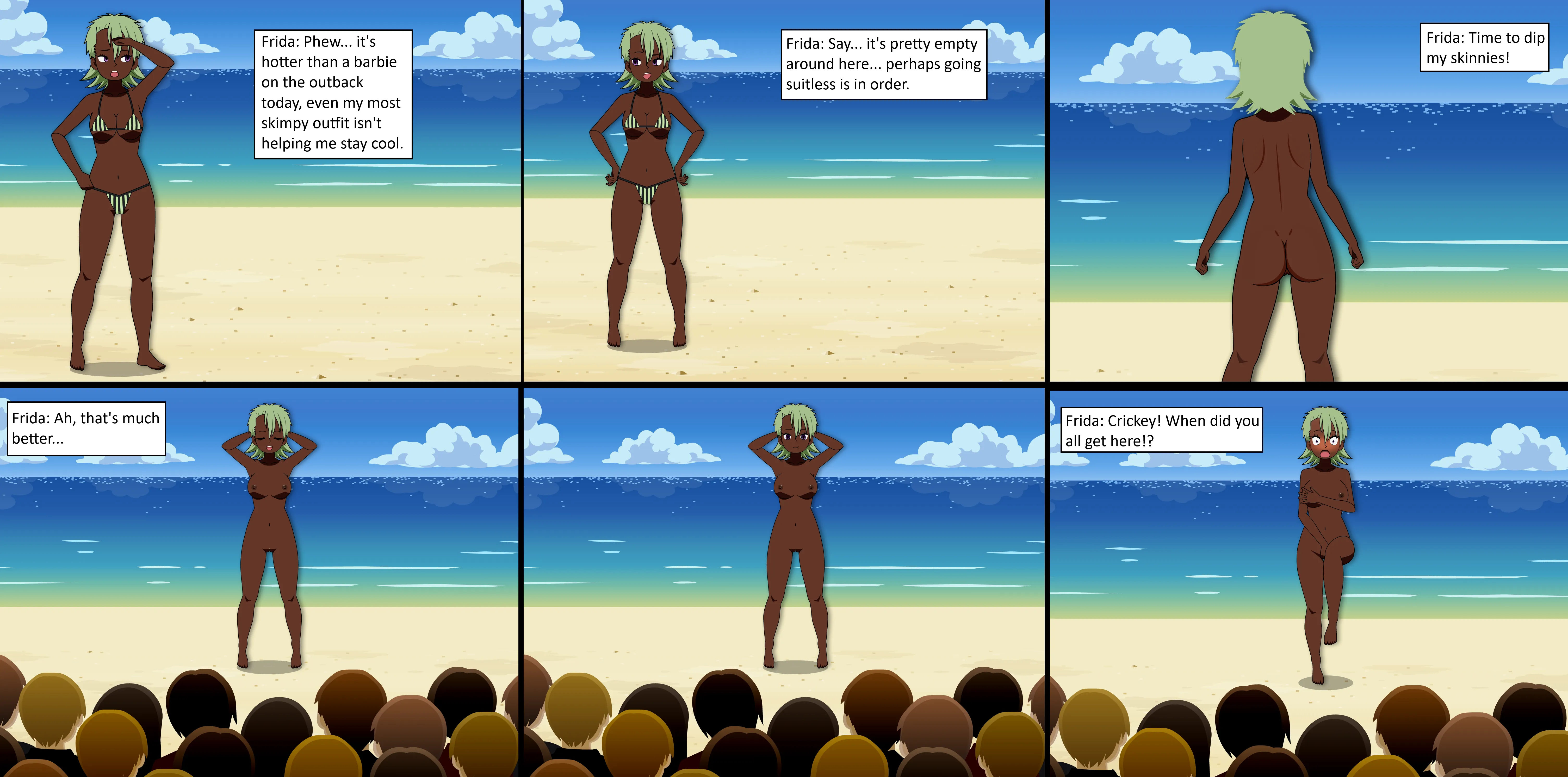 Frida's Beach Day (Skinny Dipping/Caught Nude)