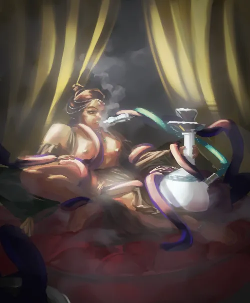 [OC] Her Ladyship enjoying a bowl of Hookah and other delights