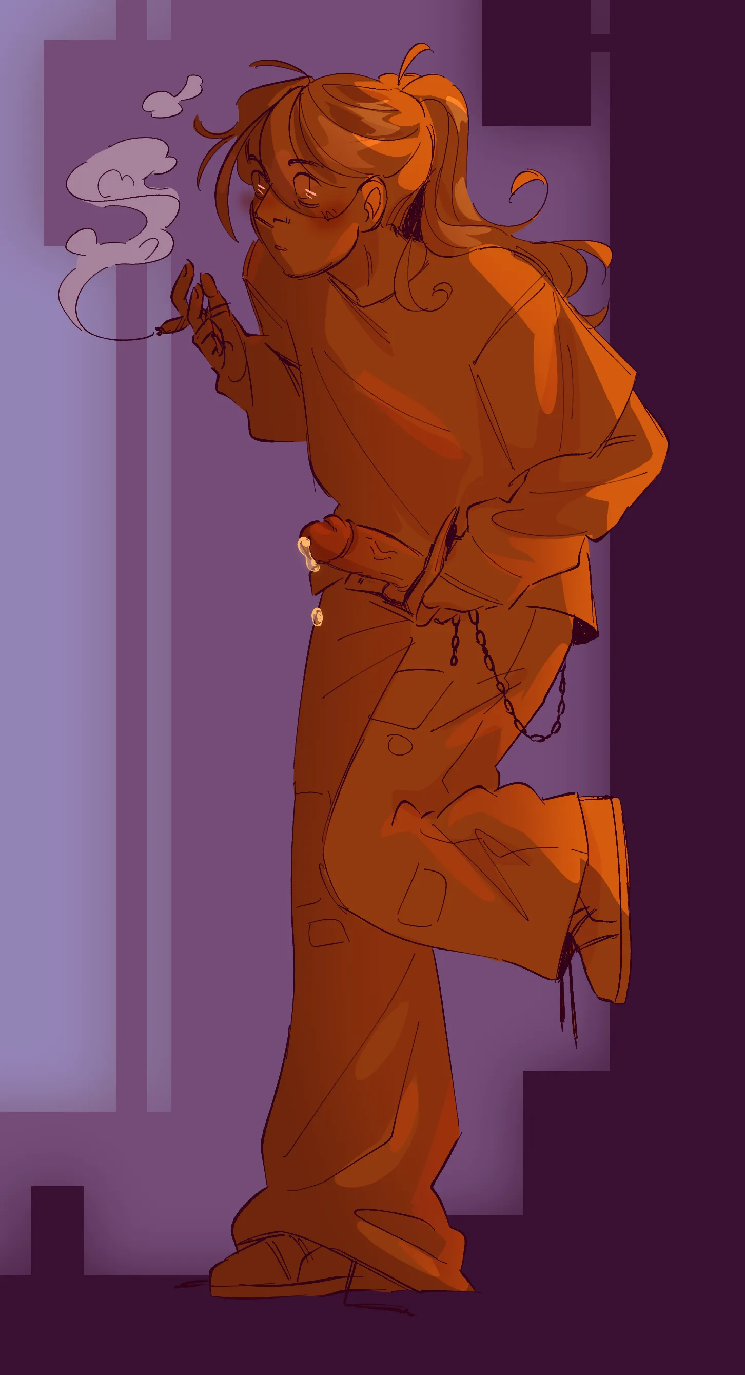 Taking a risk on his smoke break