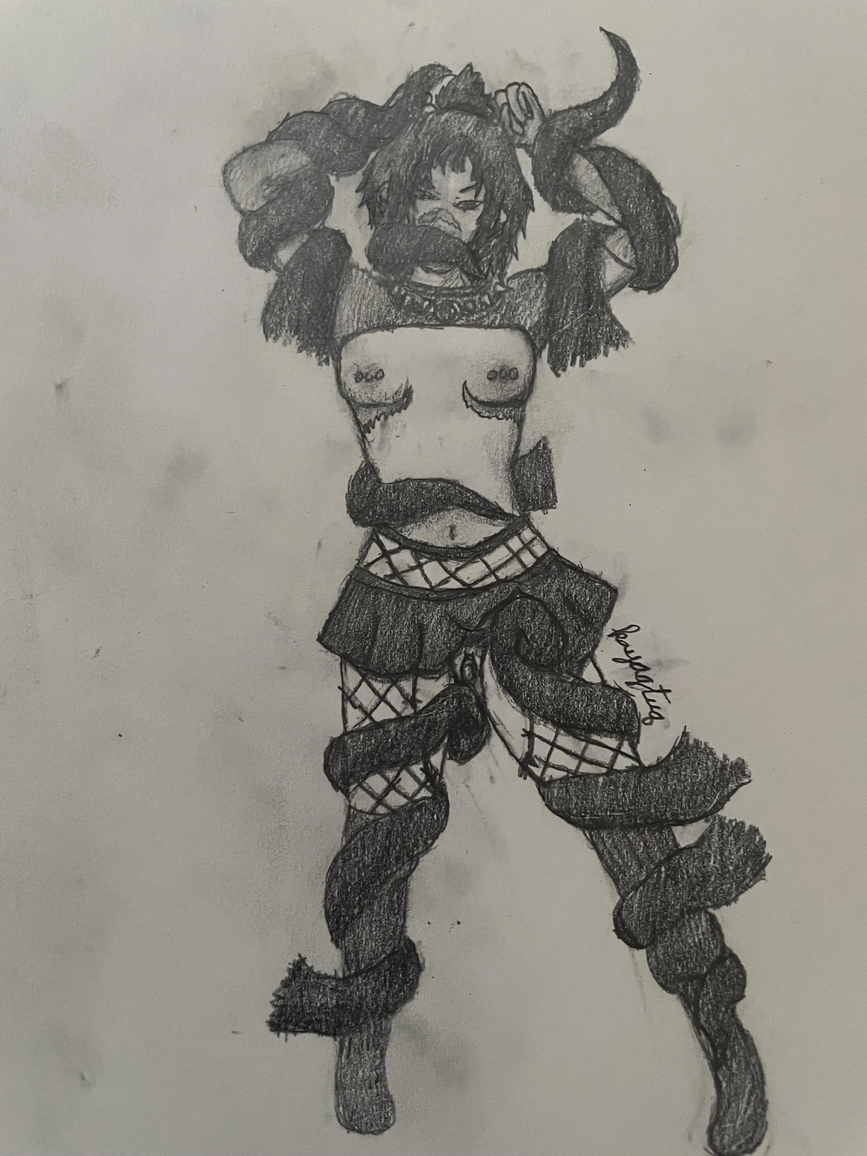 Transmasc restrained by tentacles