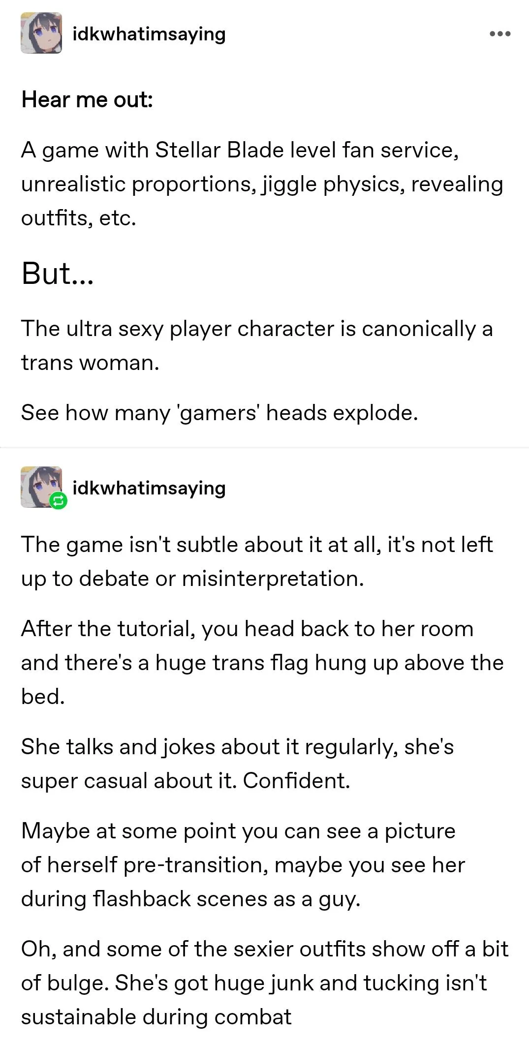 Would they goon or suddenly have a problem with sexy games?