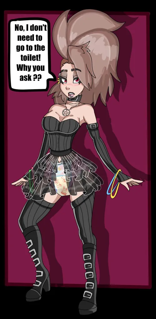 (Art by Deadlamb) Goth diaper girl.