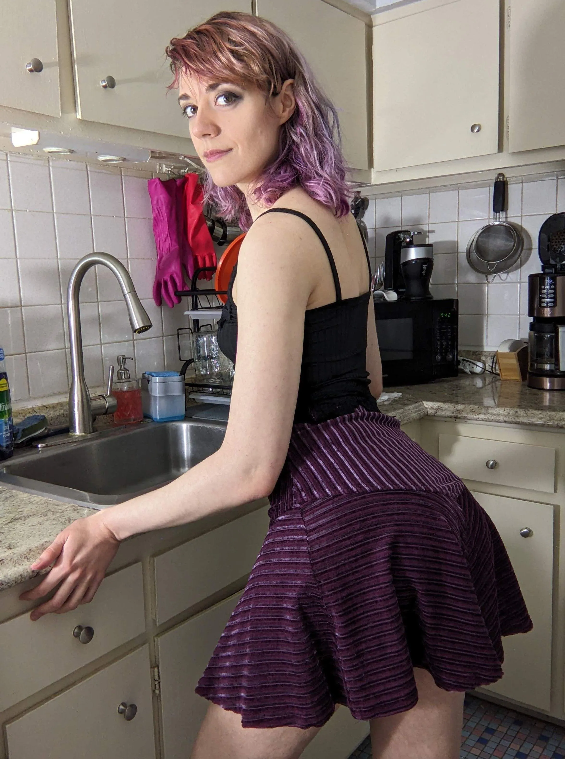 wearing my favorite skirt around the apartment