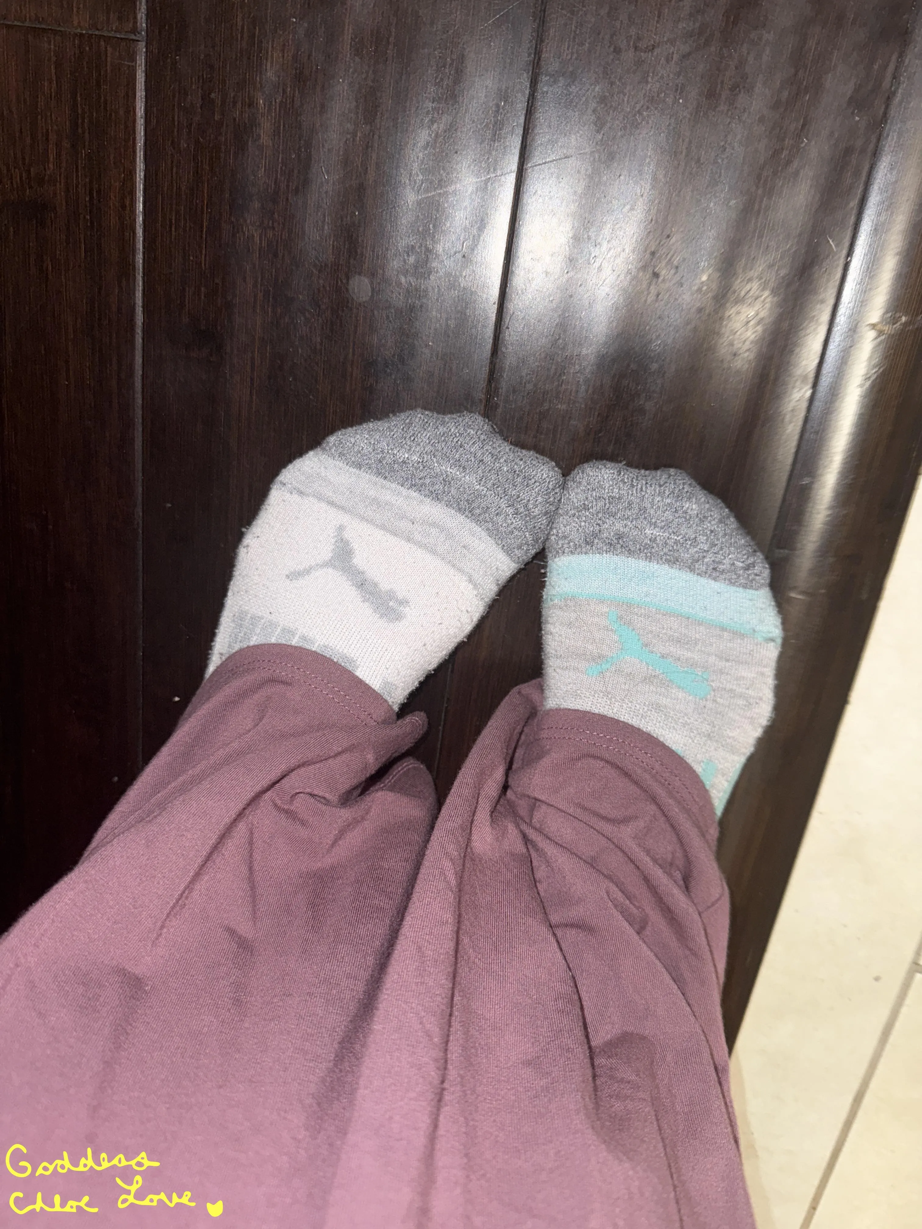 White or teal socks, I couldn't decide.