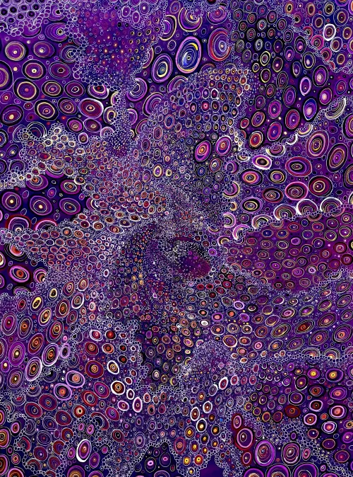 Purple Neptune- ink and acrylic painting