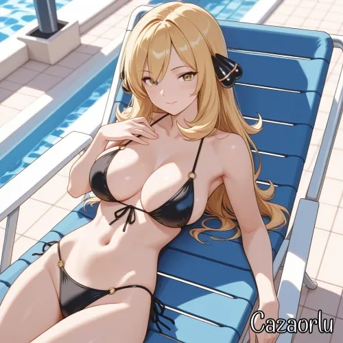Cynthia in a bikini at the pool