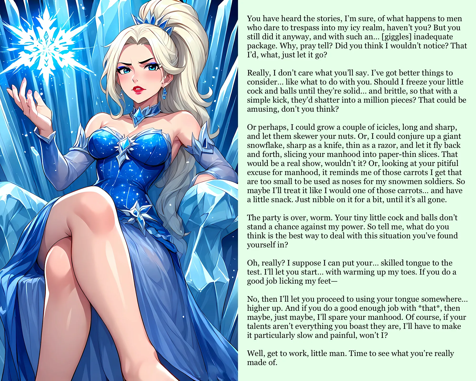 What will the Ice Queen do with you? [AI Image][Fantasy] (punishment81 on ImageFap)