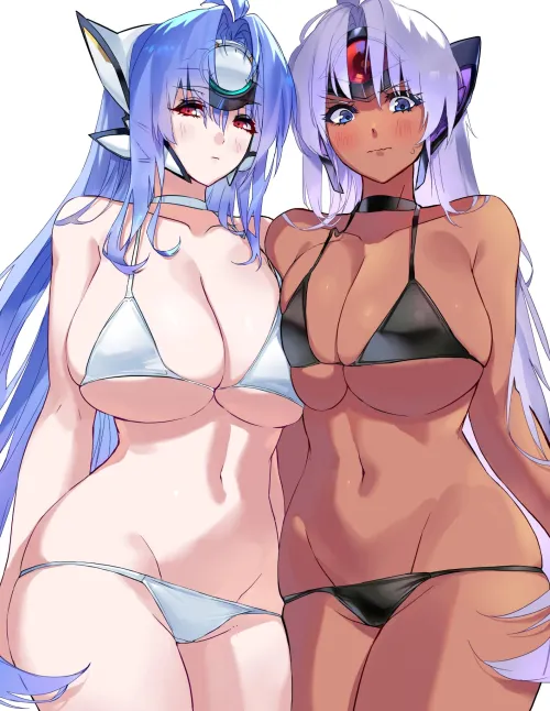 Bikini Kos-Mos and T-elos aren't sure about this [Xenosaga]