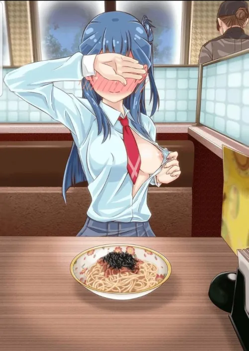 Even in ramen place she couldn't control her whore self