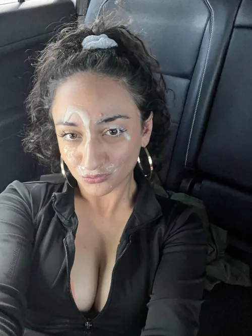 love being an absolute cum slut  milf taking facials in the back seat