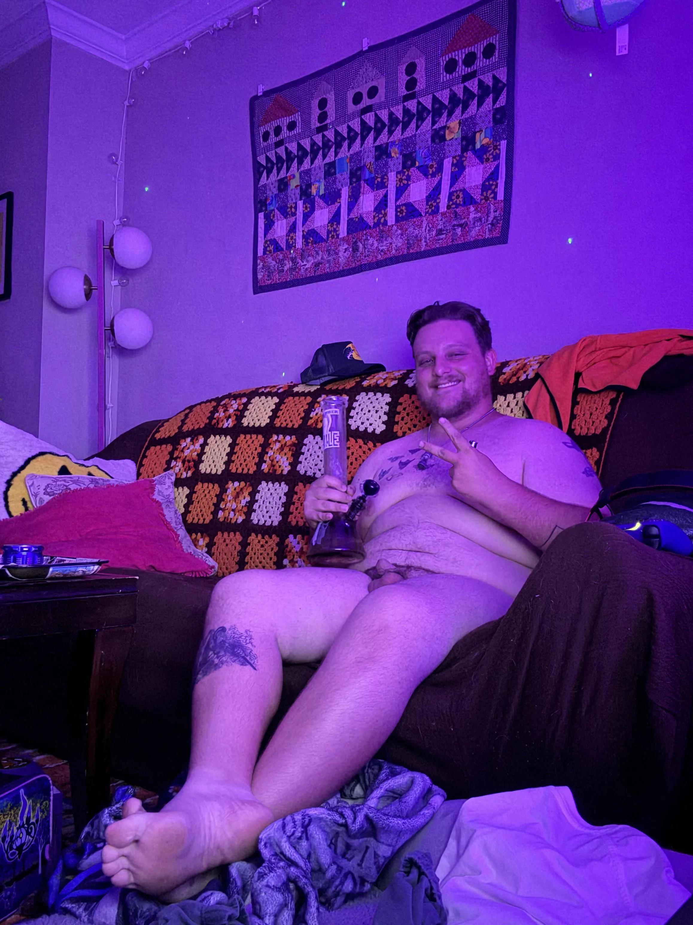 (M) Anyone that wants a hit from the bong must be naked. (I don’t make the rules) 😅