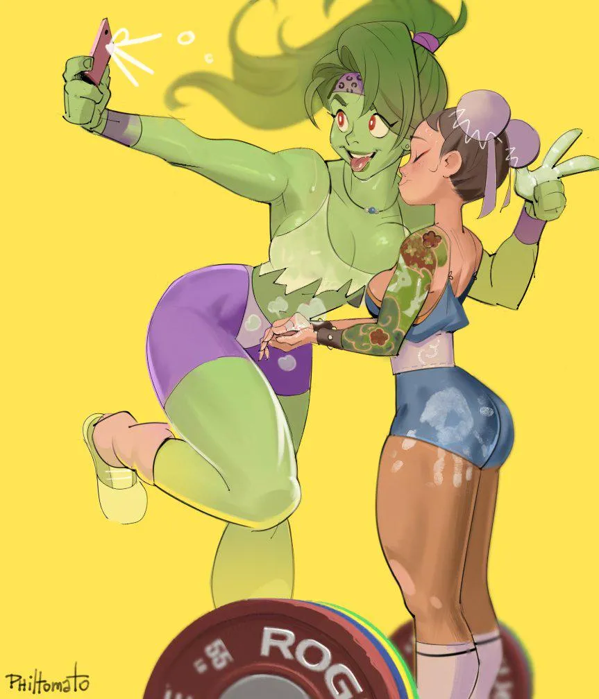 💚 SHE-HULK & CHUN-LI 💙 (Art by Philtomato)