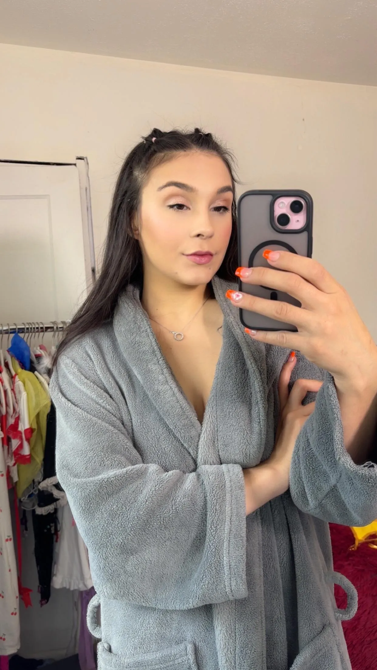 Determining which outfit to cum in today