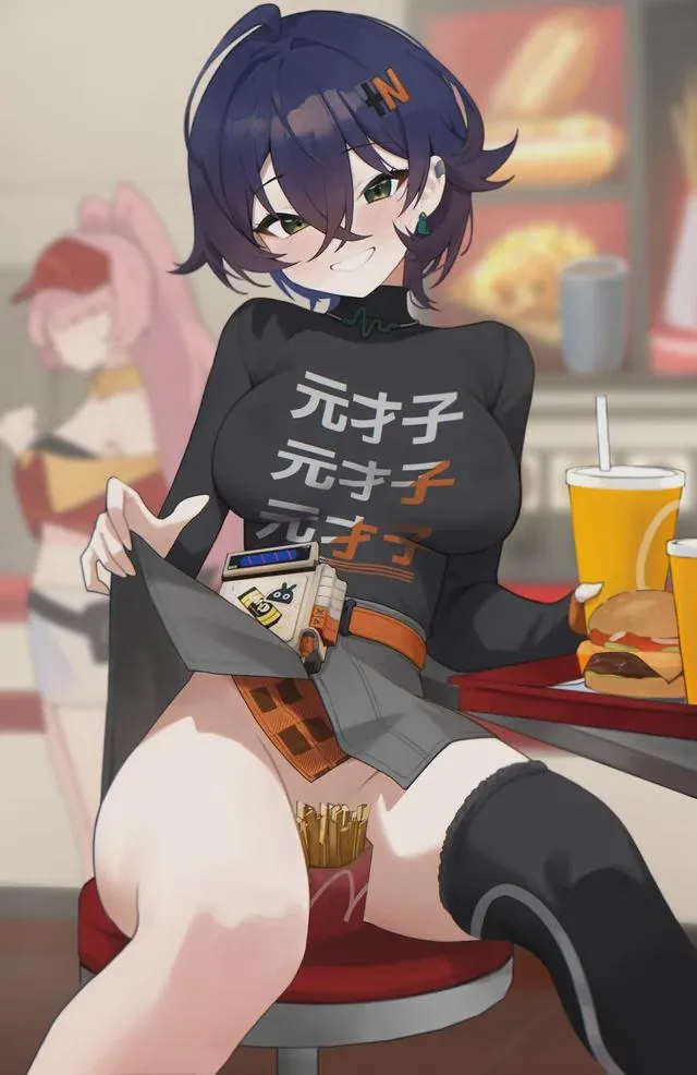 I keep telling her not to shove my food between her thighs, I think she knows I like it