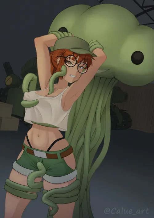Fio about to get tentacled (Calue_art) [Metal slug]