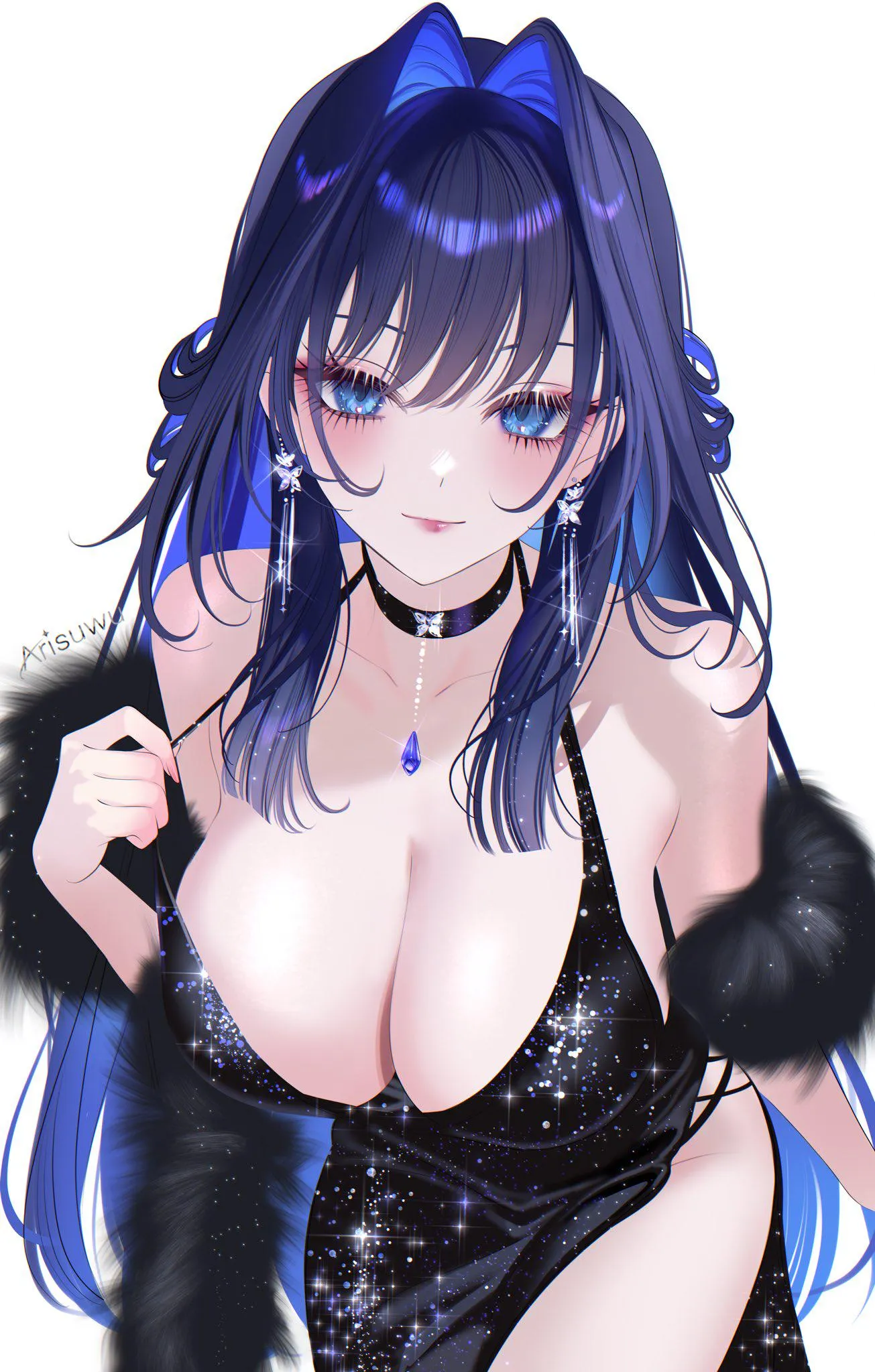 Kronii stylish in black evening gown (Arisuwu) [Hololive]
