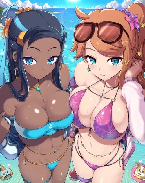 Nessa and Sonia at the beach (kasaishin)