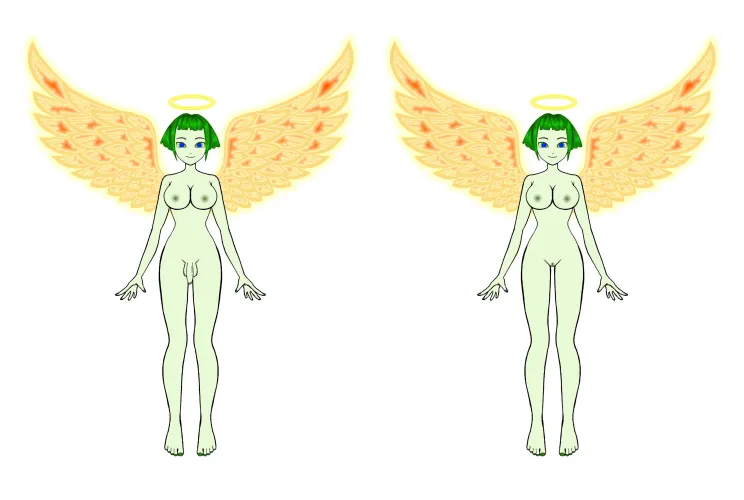 Rafaela the Angel, my OC concept for the Meruverse if Angels do exist.  Female and Futa version.