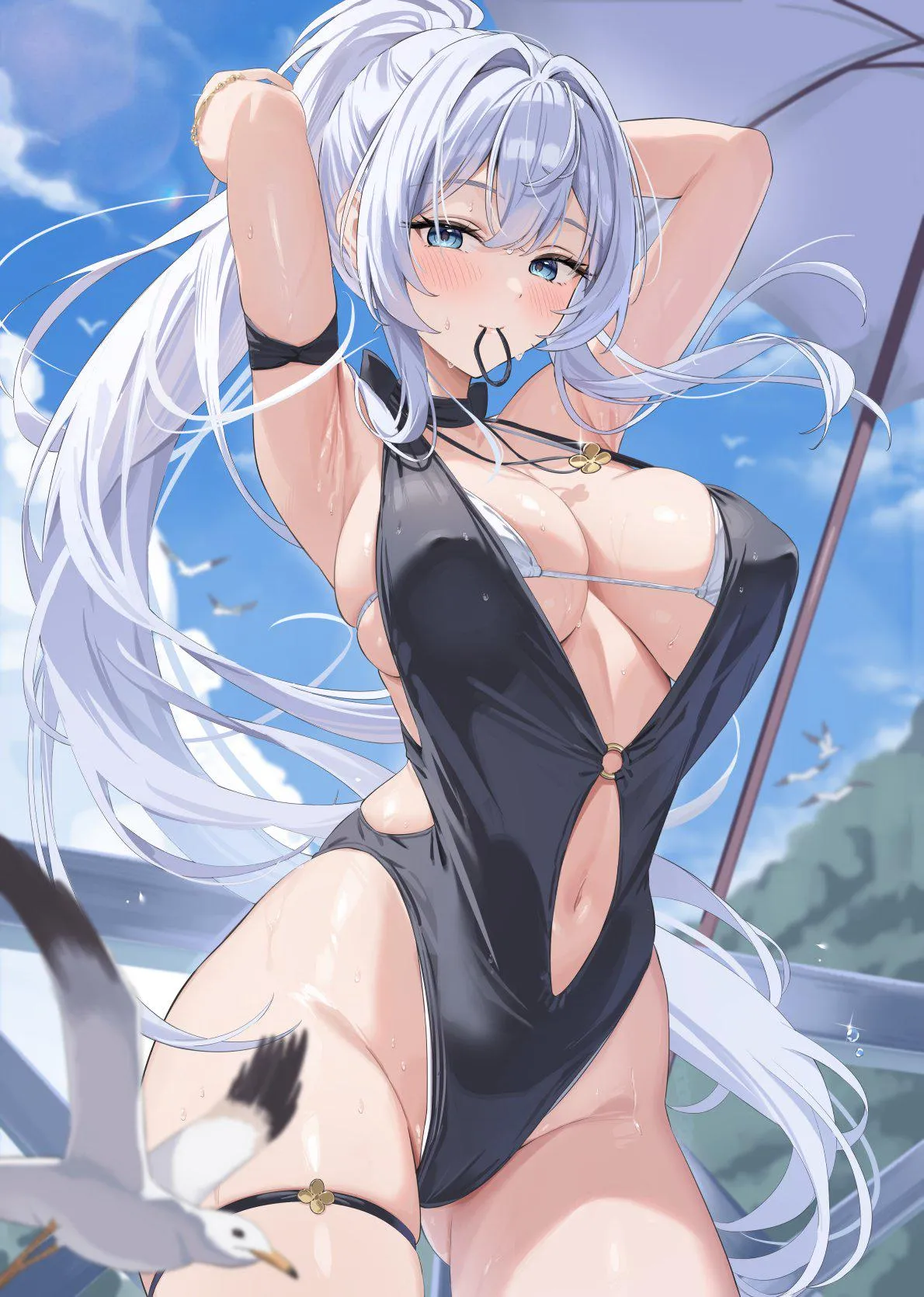 Tying her hair [Artist's OC]