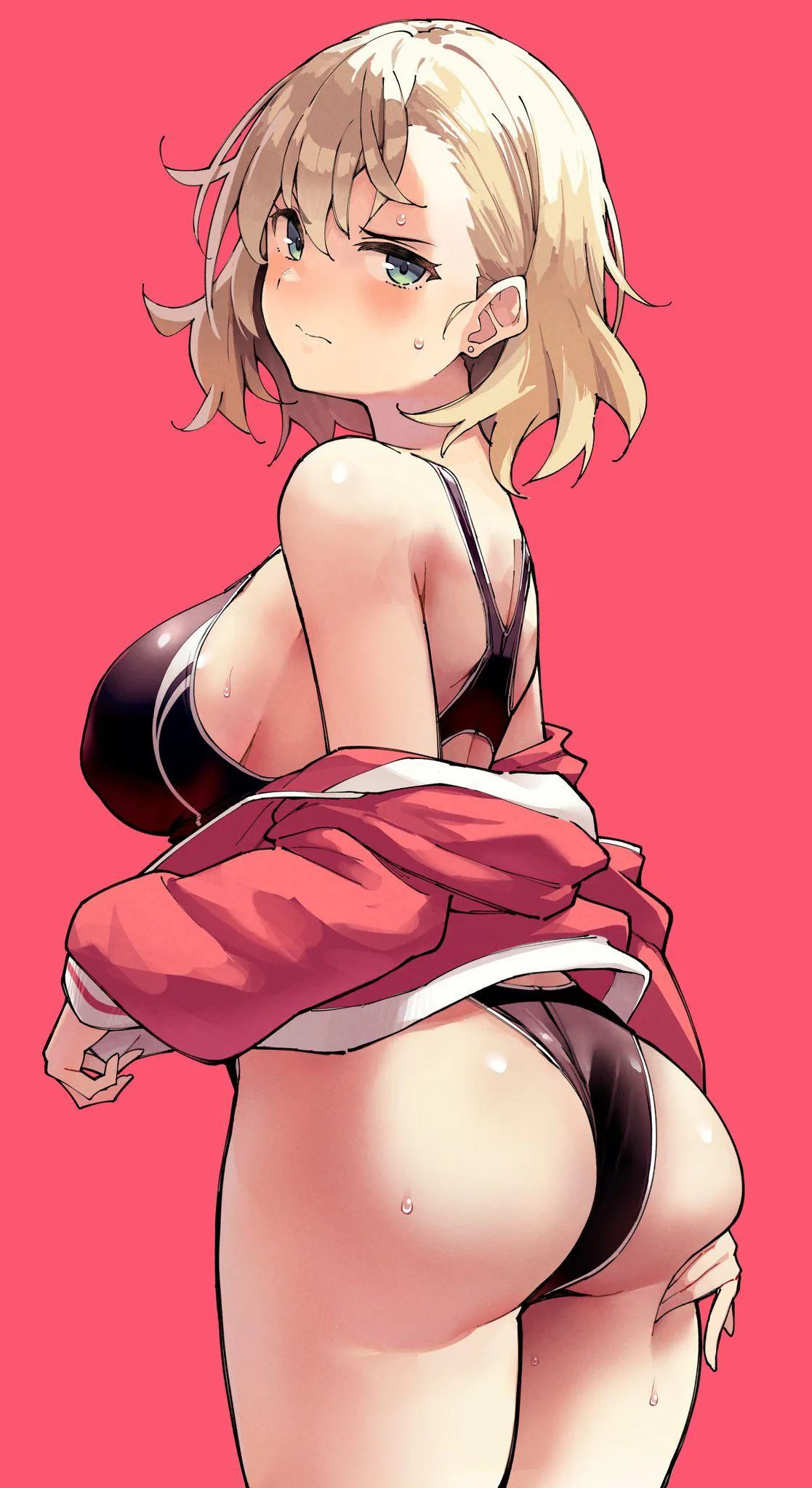 A swimsuit highlights her ass