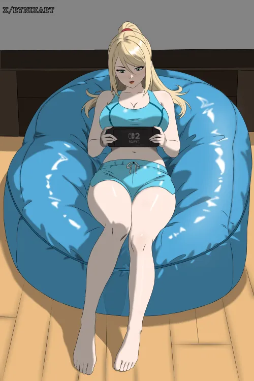 Samus Aran relaxing