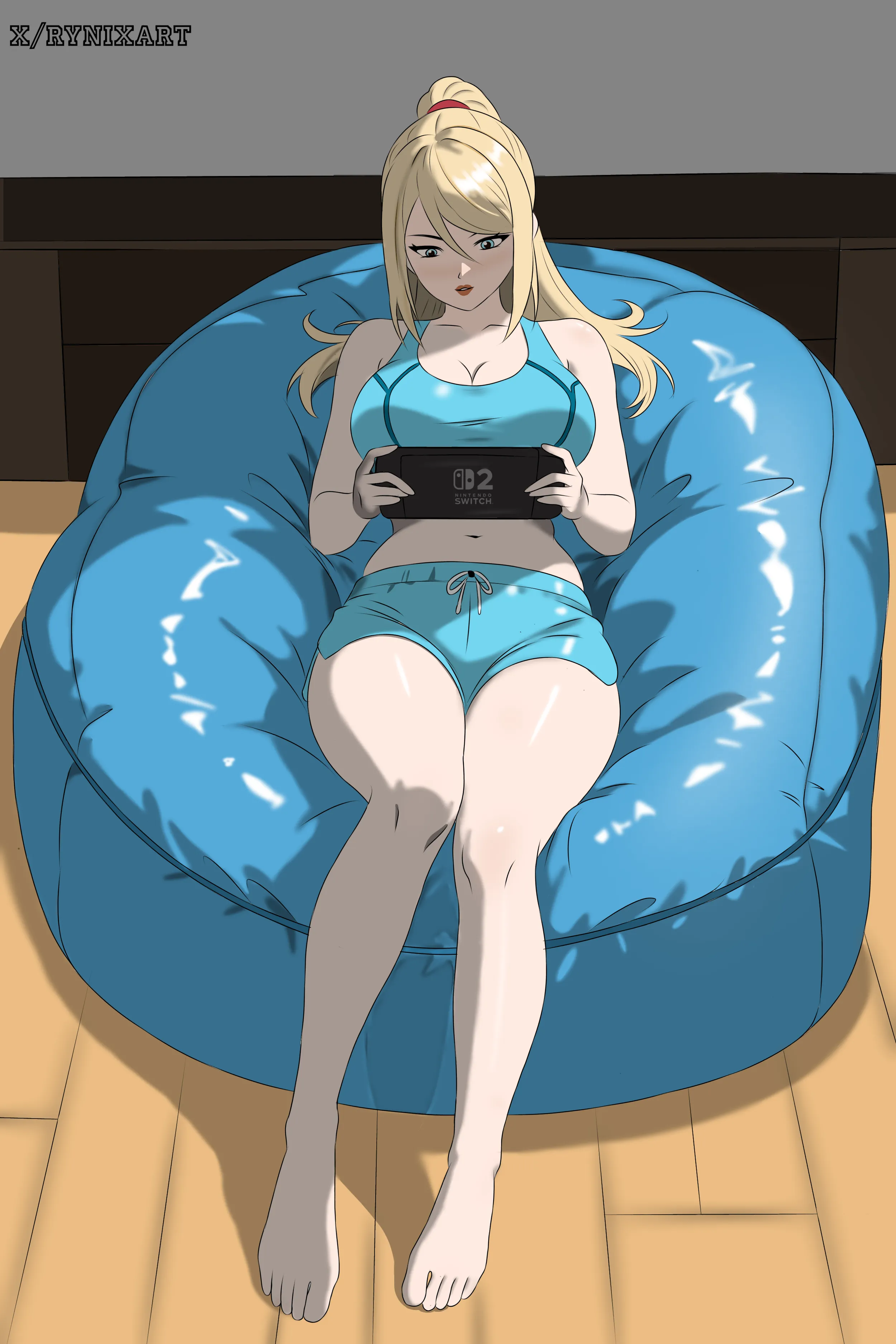 Samus Aran relaxing