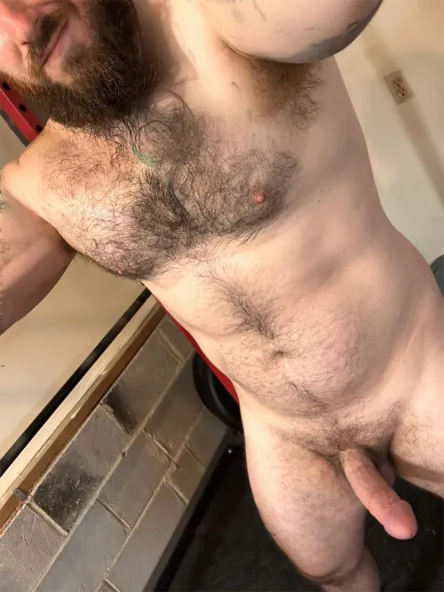 Working out naked is one of the best perks to having a home gym