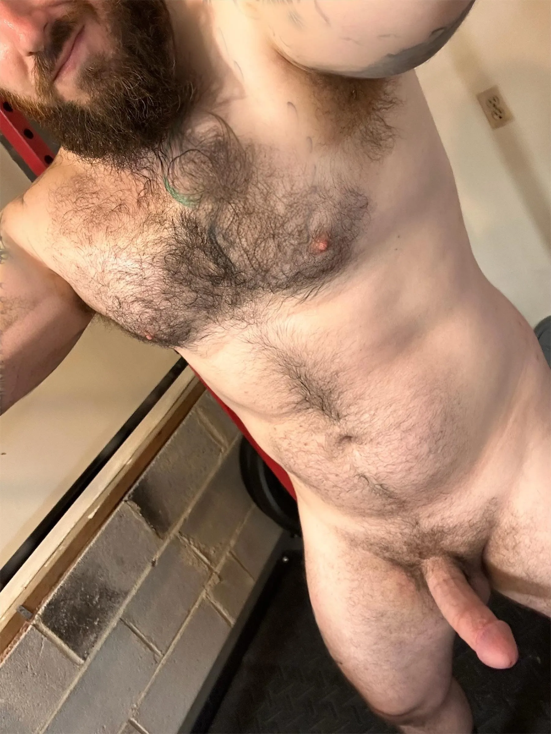 Working out naked is one of the best perks to having a home gym