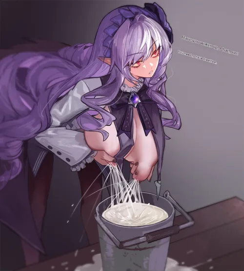 Filling the bucket with her excessive breast milk