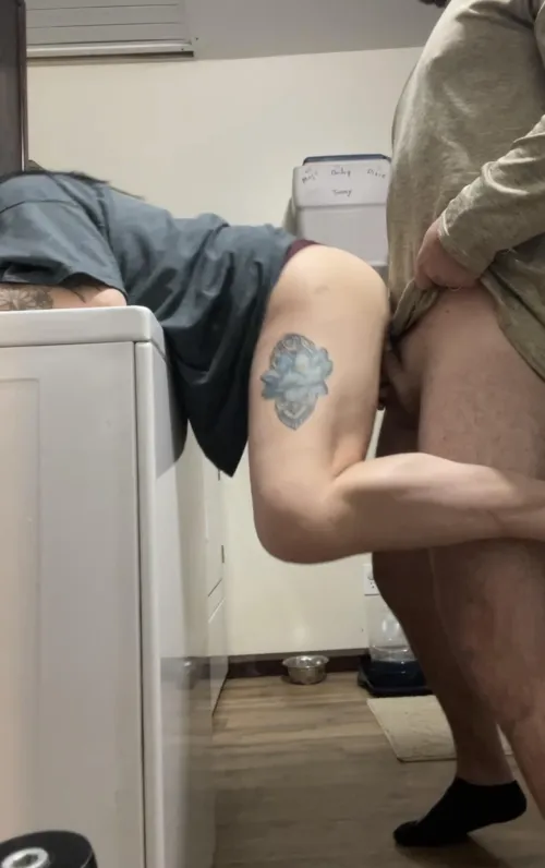 When you get bent over the washer to get sucked down (Stl)