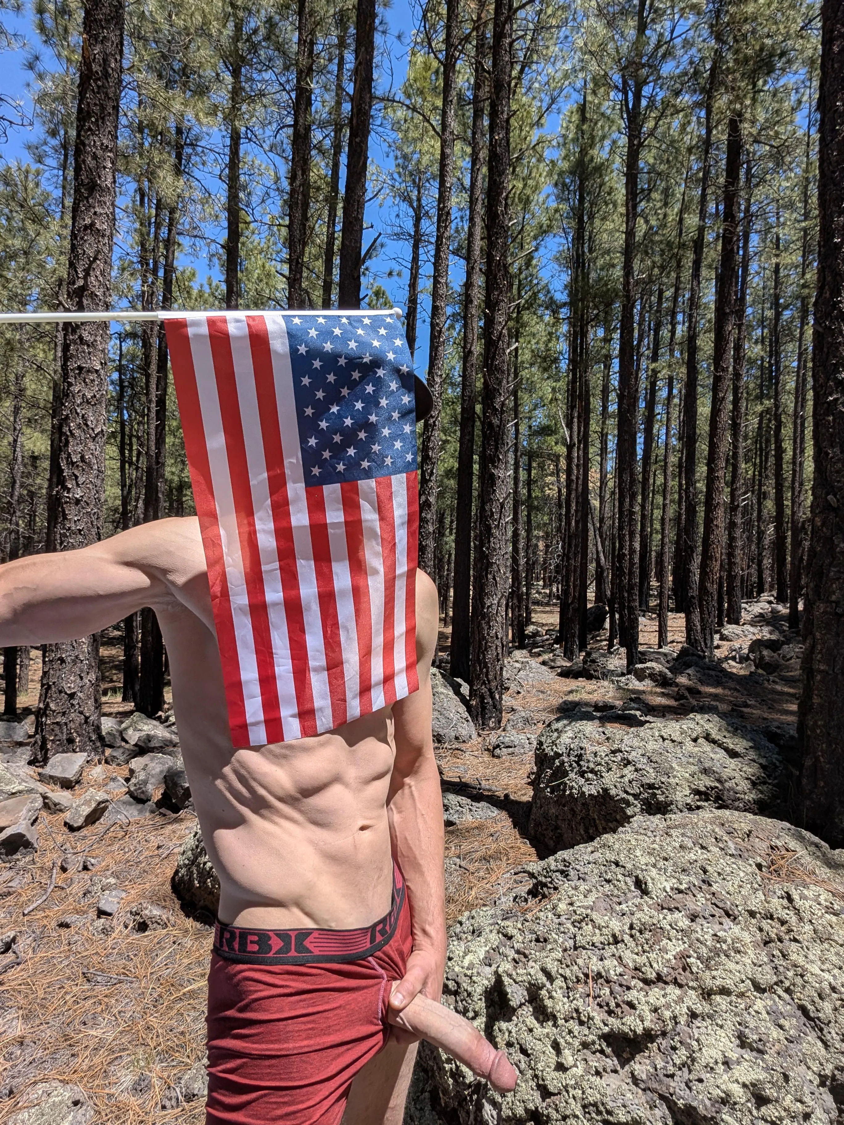 Big cock and an American flag