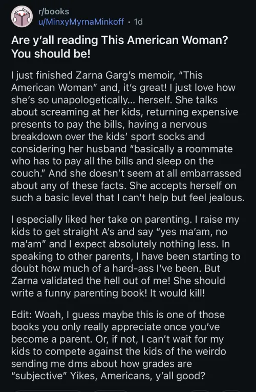 Are y’all reading this book? You should be! (Edit: Woah, not everyone has the exact same opinions as me?  For shame, sirs and ma’ams.)